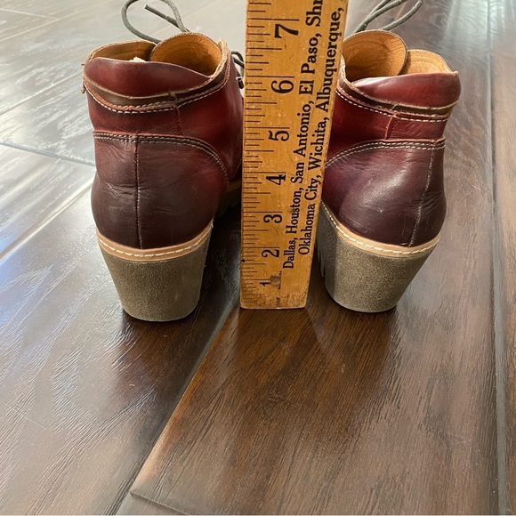 Pikolinos Women's Red Lace up Leather Upper Ankle Boots Size 41 is 10.5 or 11 - Picture 4 of 12